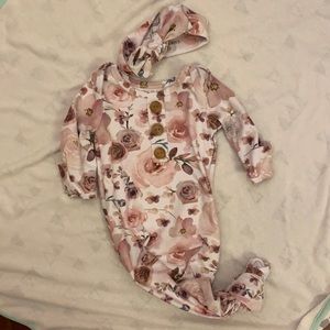 Caden Lane Floral Newborn Knot Gown